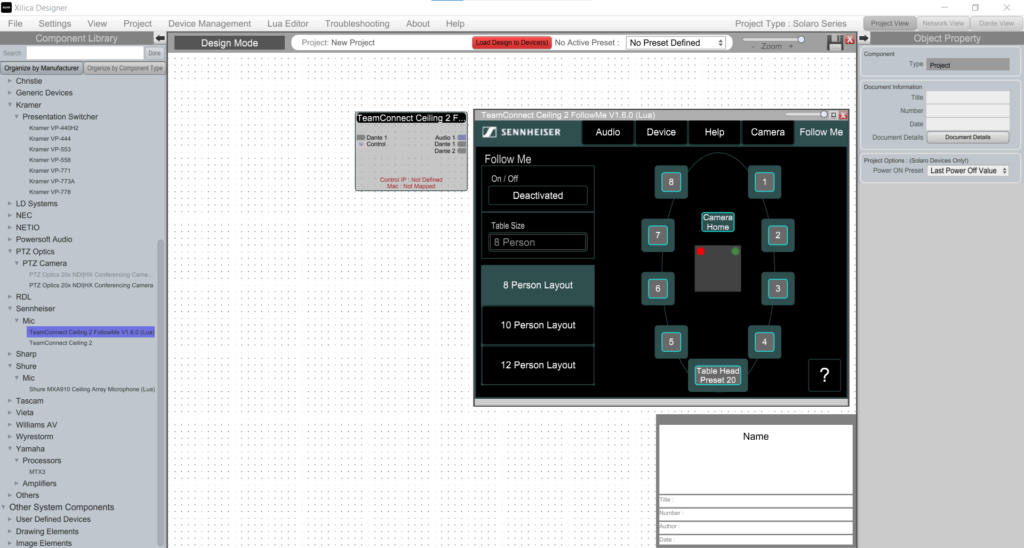 Designer de Xilica Follow Me