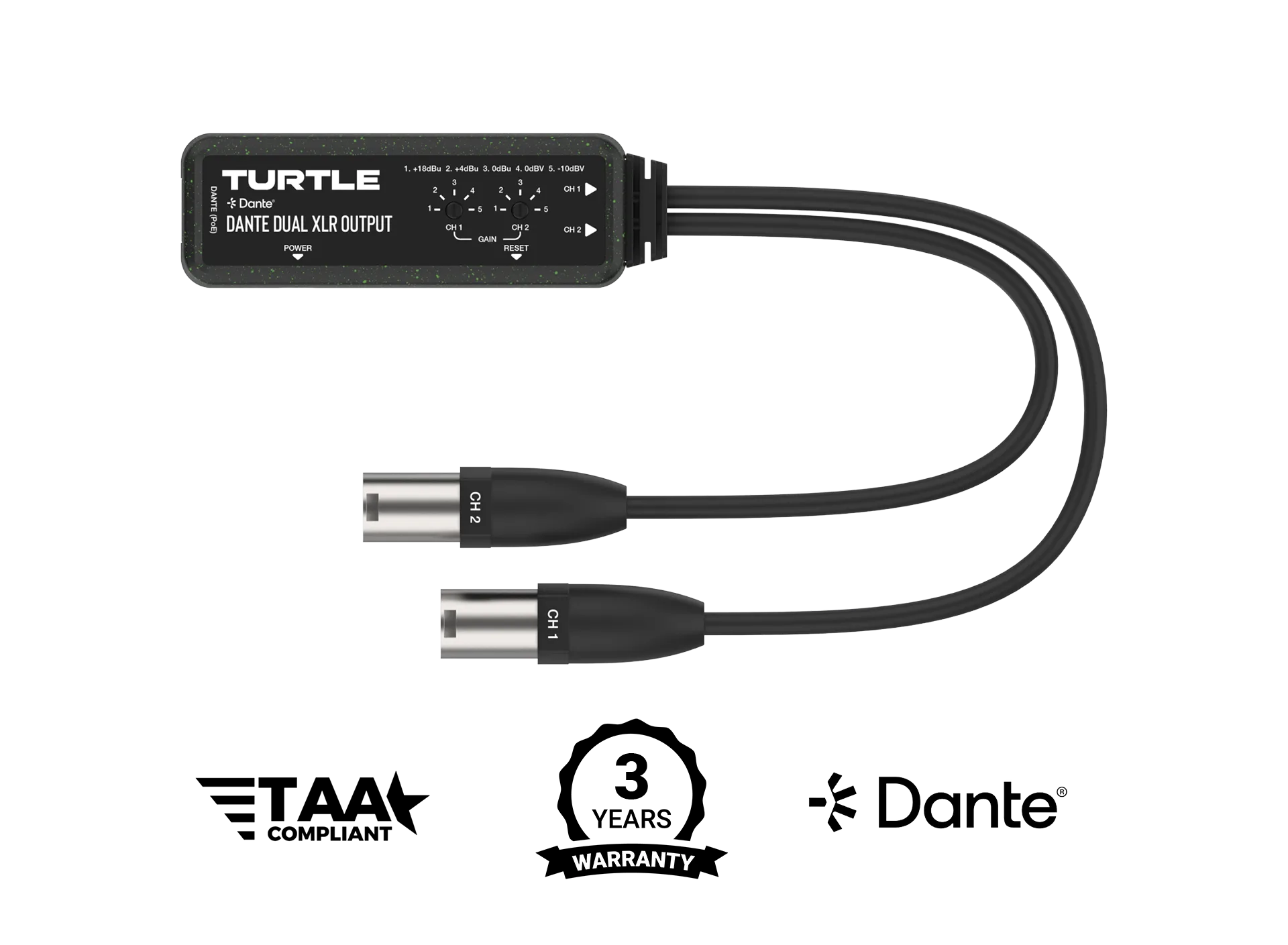 Adaptateur Dante 2 canaux vers sortie XLR analogique
