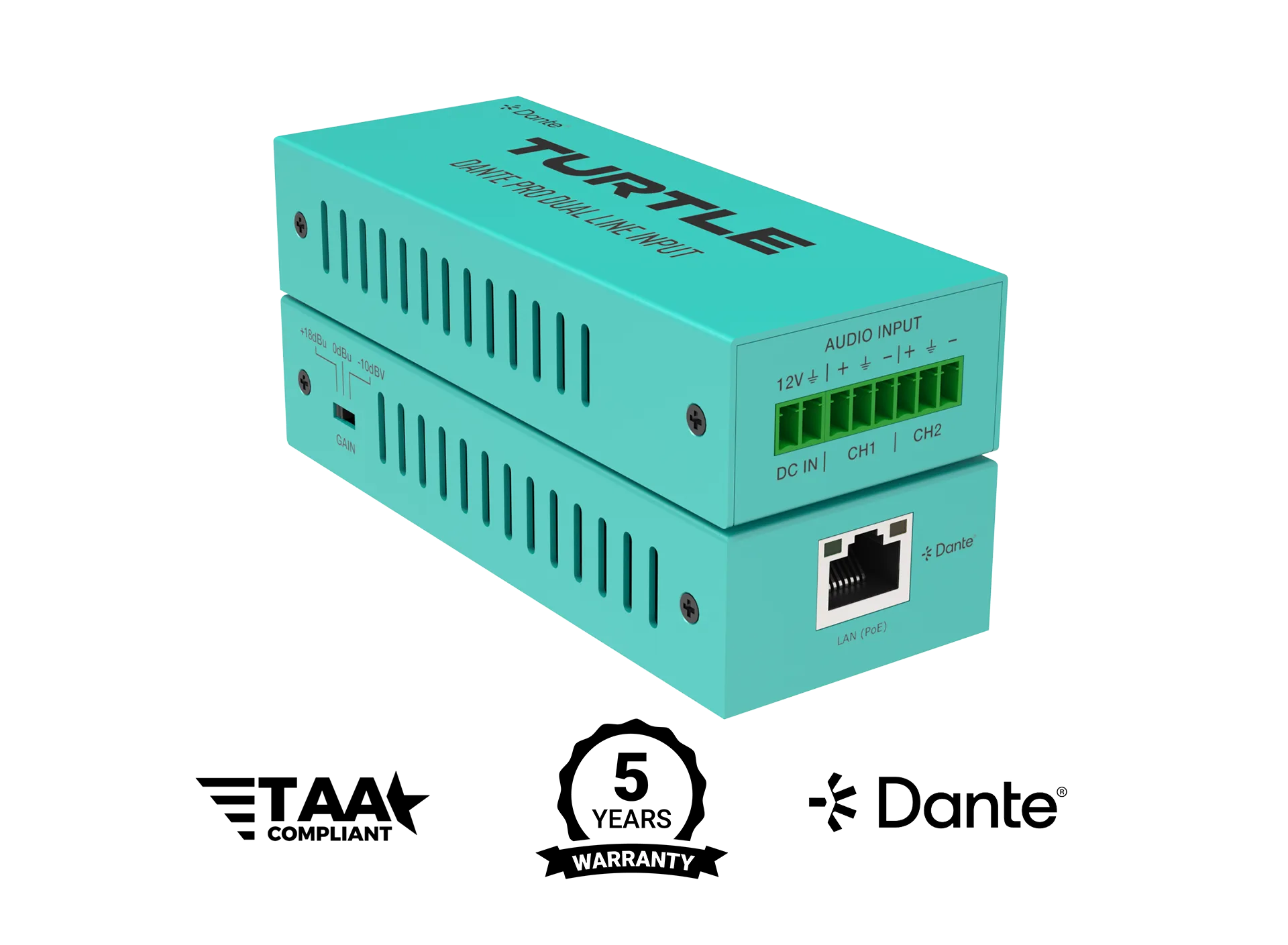 Convertisseur Dante Pro 2 canaux vers sortie ligne analogique